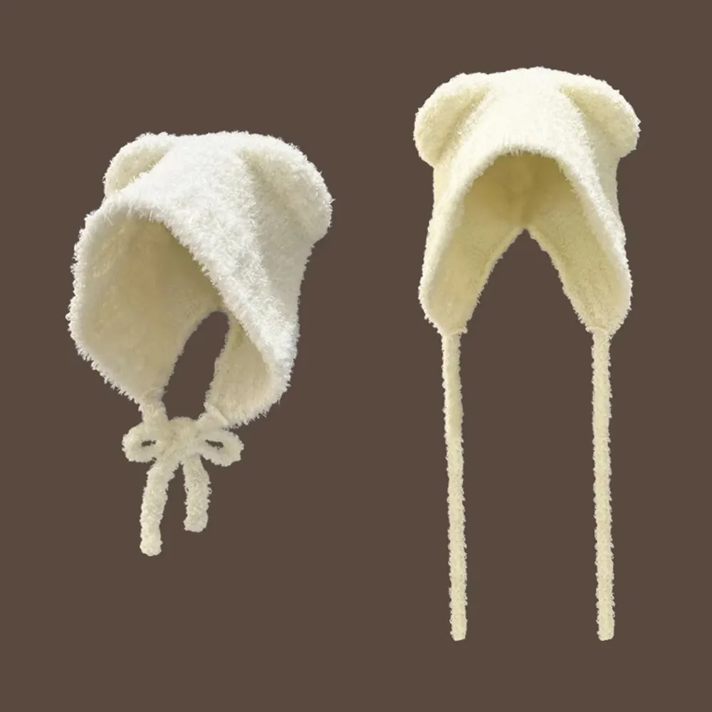 Women Lace up Warm Thick Hip Hop Skullcap Lambhair Winter Harajuku y2k Beanies Knitted Hat Short Hat Unisex Basic Cap bomber