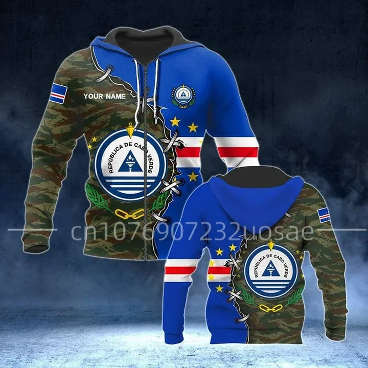 

2023 New Cape Verde Flag Hoodie 3D Printing Casual Fashion Men's and Women's Hoodie Free Customized Name Top
