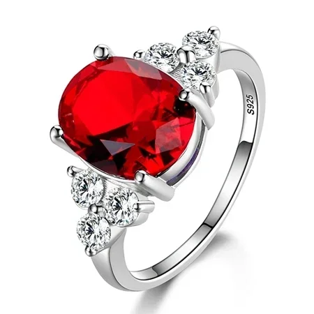 Elegant 925 Sterling Silver Zircon Ring with Multi-Colored Oval Stones – Perfect Fashion Jewelry