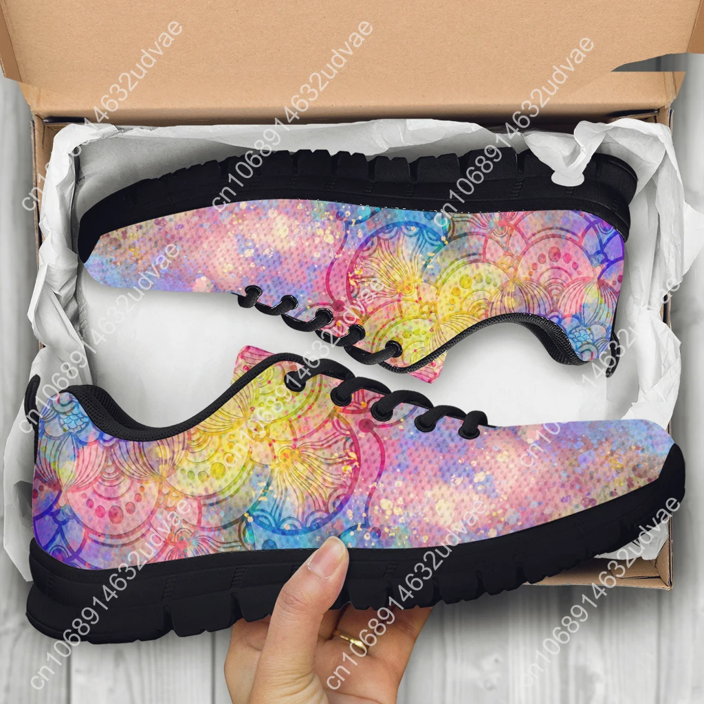 Luxury Brand Bohemian Mandala Floral Print Casual Sneakers Psychedelic Starry Sky Design Lace-up Shoes Zapatos