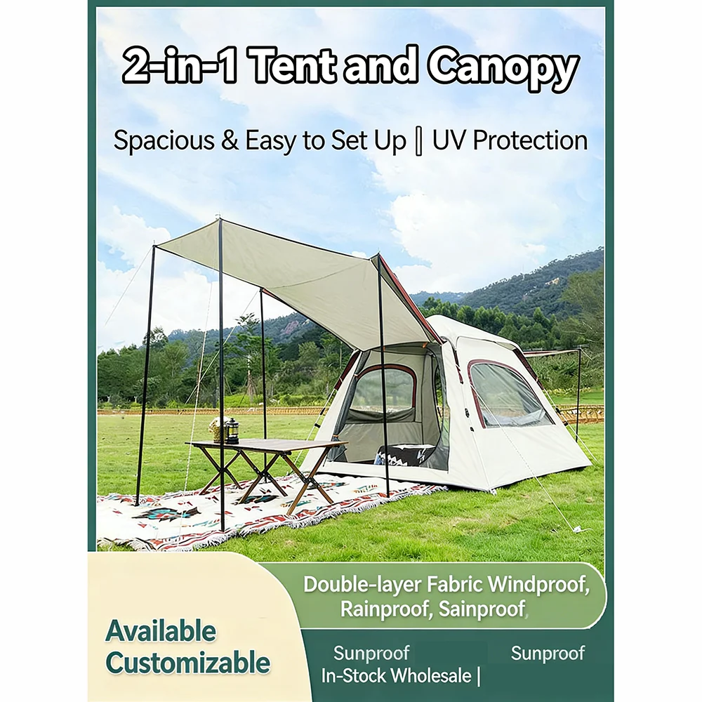 Outdoor Camping Waterproof One-Touch Tent – Beach Sun Shelter & Folding Camp Roof (1–10 Person) 4
