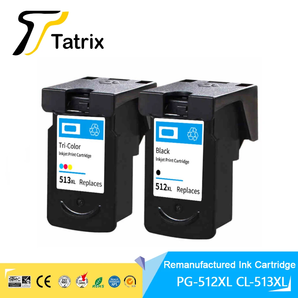 

Tatrix PG512 CL513 PG-512 CL-513 512 513 512XL 513XL Premium Color Remanufactured Inkjet ink Cartridge for Canon PIXMA MG260