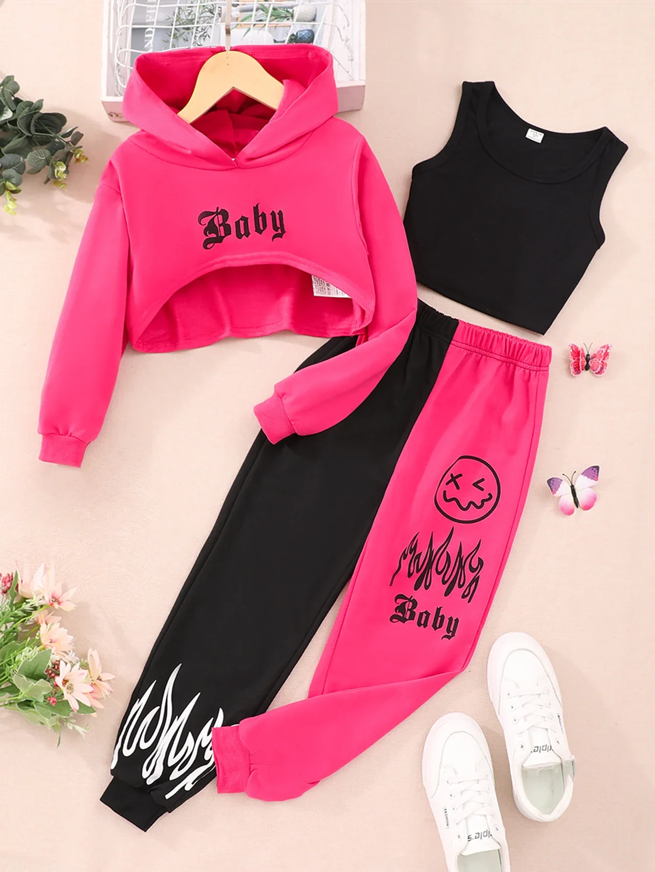 10 11 12 year old girls 3 Pcs Set Kids Girl Clothes Hooded Hoodie + Vest + Pants Spring Summer  Fashion Outfit Streetwear Suit 7 8 9 10 11 12 Years Old - AliExpress