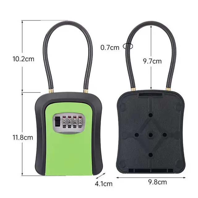 Key Lock Box Key Security Box with 4 Digit Combination Removable Chain Portable Weatherproof for House Keys, Car Keys Sturdy 5