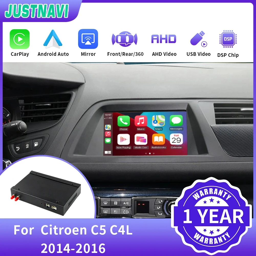 

JUSTNAVI беспроводной CarPlay для Citroen C5 C4L 2014-2016 экран Android Авто Mirror Link AirPlay функции автомобильной камеры заднего вида