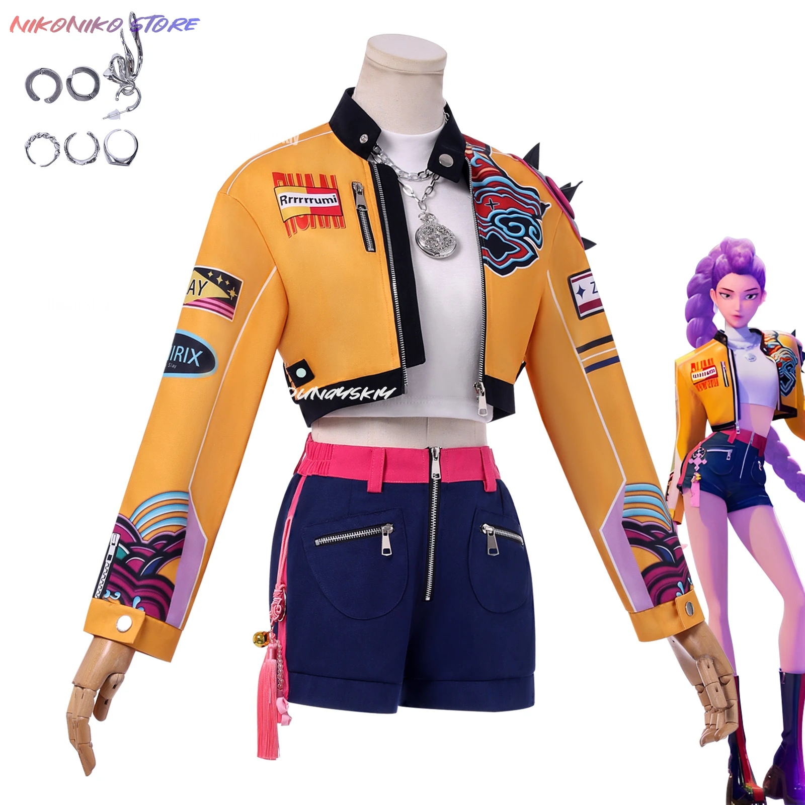 Costume Kpop Demon Rumi Zoey - Cosplay Scène Et Halloween - Veste + Haut + Short - Taille 110-170 Cm