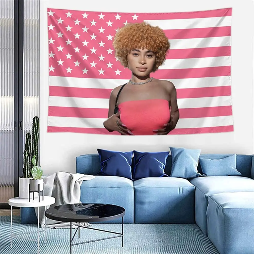 Ice Spice Tapestry Wall Tapestry Ice Spice Ice Spice American Flag Pink ...
