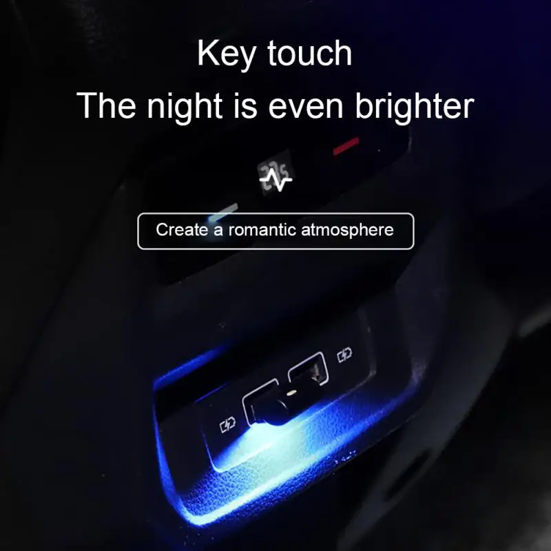 자동차 미니 야간 램프 비상 조명, 미니 USB LED 자동차 조명, 자동차 인테리어 분위기 조명, 장식 램프, 1 개, 2 개, 3 개