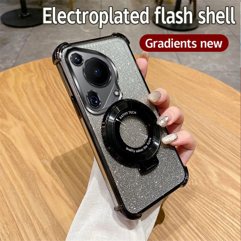 Shockproof Glitter Plating Bracket Soft Silicone Case