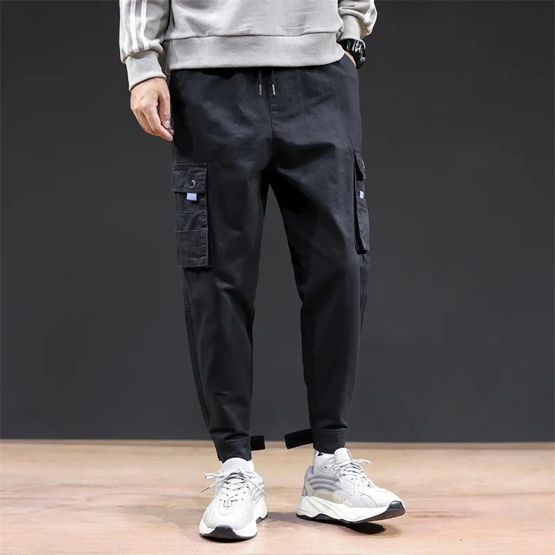 Elmsk New trendy brand workwear pants for young men, spring and autumn cotton casual pants, Nordic version, loose multi bag vers