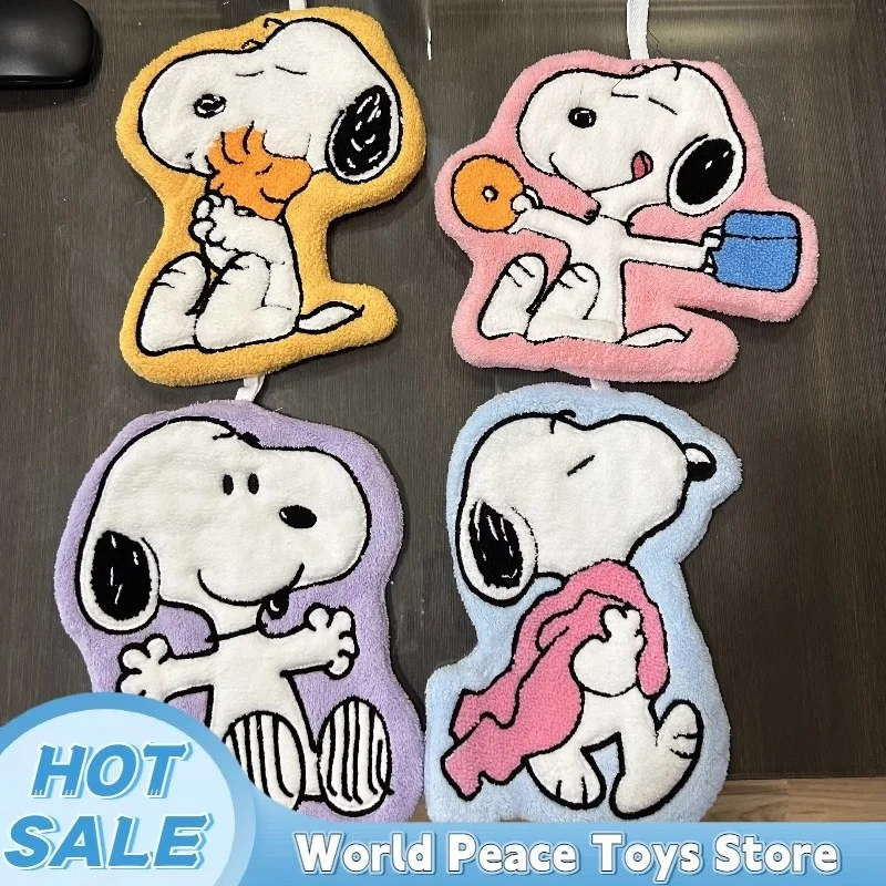 2026 New Kawaii Snoopy Hanging Hand Towel Cartoon Cute Water-Absorbent Coral Fleece Kitchen Quick-Drying Shower Room Supplies 1