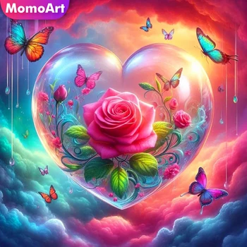 MomoArt Full Square Round Diamond Embroidery Love Rose Flower New 2024 Painting Butterfly Cross Stitch Fantasy Mosaic Wall Art 1