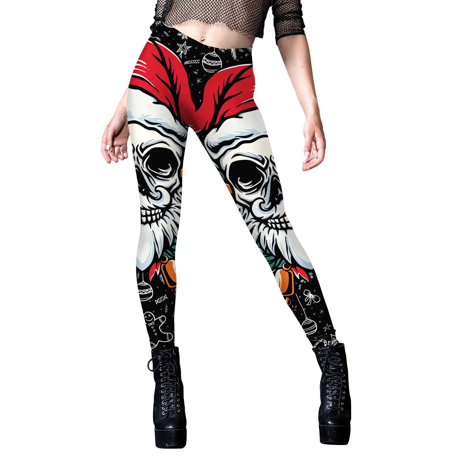 Leggings Santa Claus 3D Print Tights Pants Women Elastic Sexy Trousers Mid Waist Casual Streetwear Merry Christmas Holiday Gift