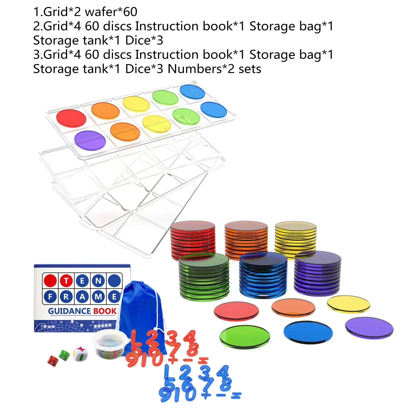 Ten-Frame Set for Classroom and Homeschooling, Math Manipulative 10 Frame Activity Toy Board for Kids Counting