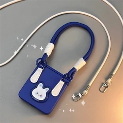 Chic Rabbit Design Portable Phone Case with Ring Holder and Strap for Razr Ultra 2025 (Long short rope)