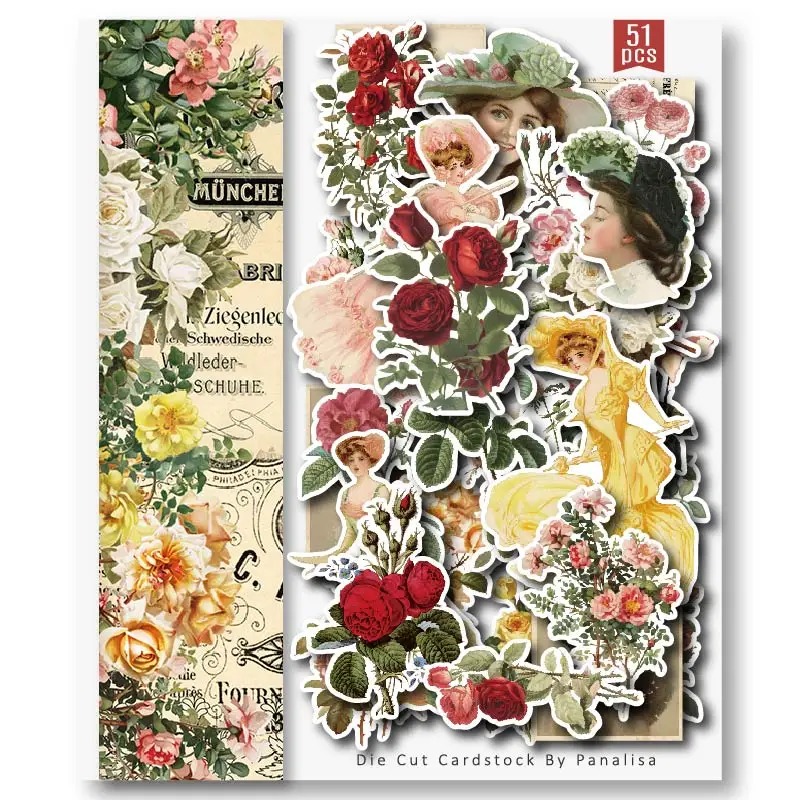 Panalisacraft 20 styles 12 inch Vintage Cardstock Die Cuts Collection Kit Scrapbooking Planner/Card Making/Journaling Project 