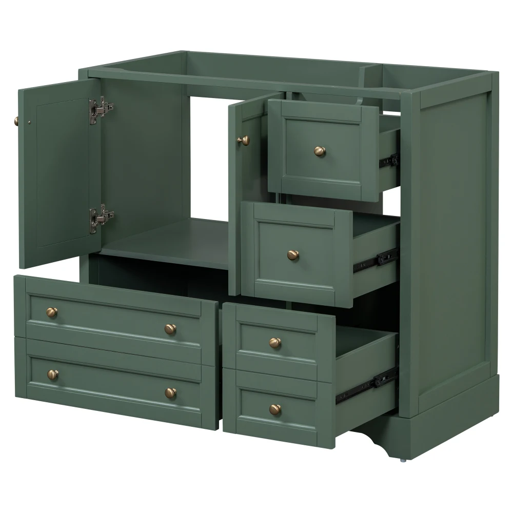 36inch Bathroom Vanity with Sink,  Solid Wood Freestanding Bathroom Vanities with 4 Storage Drawers and Shelf, Soft Closing Door 4