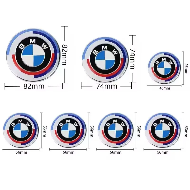 Car 50th Anniversary Logo 7Pcs/set Wheel Rim Decoration Cover wheel hub cover car decal car emblem car emblem cover car logo wheel center caps car logo cover BMW G30 G31 G38 G11 G12 G20 G28 F10 F48 F49 G01 F20 F21 F22