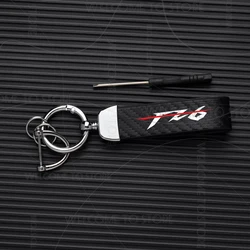 Carbon Fiber Leather Zinc Alloy Keychain with Emblem Design (For FZ6 Logo)
