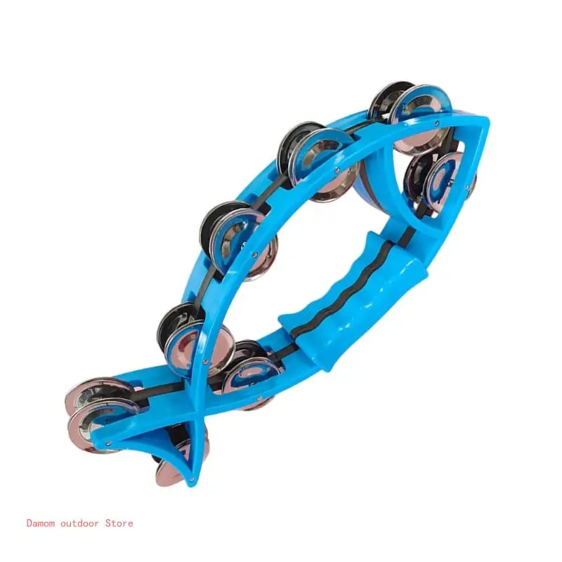Fish Shaped Double Row Tambourines Handheld Percussion Half Moon Tambourine
