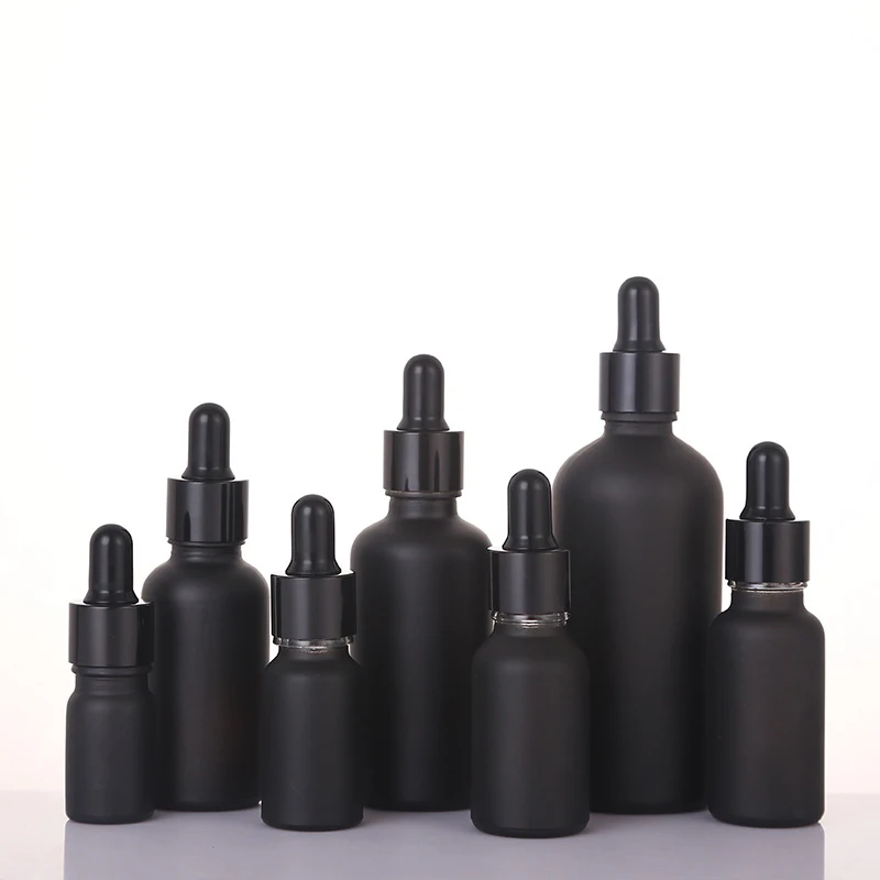 프로스트 블랙 스포이드 병, 에센셜 오일 병, 빈 화장품 용기, 유리 바이알, 5ml, 10ml, 15ml, 20ml, 30ml, 50ml, 100ml