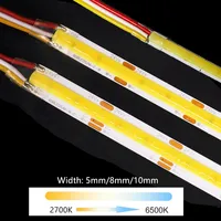 12V 24V DC CCT COB LED Strip Light 2700K to 6500K Color-Changing LED Tape Linear Double Color RA90 Dimmable Ribbon 5mm 8mm Width 1