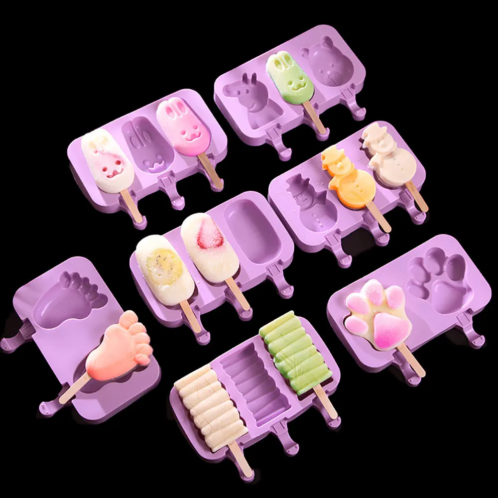 Silicone Ice Cream Molds Homemade Handheld Popsicle Mold Cheese Stick Mold Ice Pop Tray With Lid Ice Mold Ice Cream Molds
