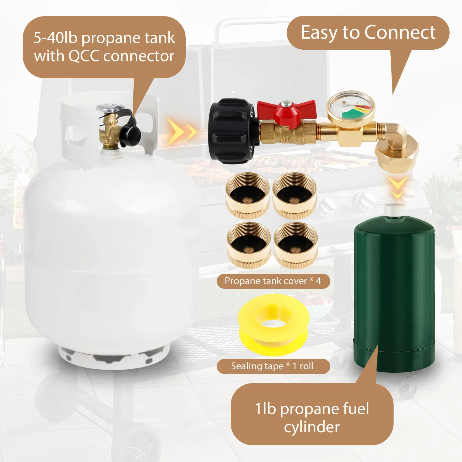 90 Degrees Propane Refill Adapter Gauge Control Valve Elbow Propane Refill Adapter Tank Fill 1lb Bottle