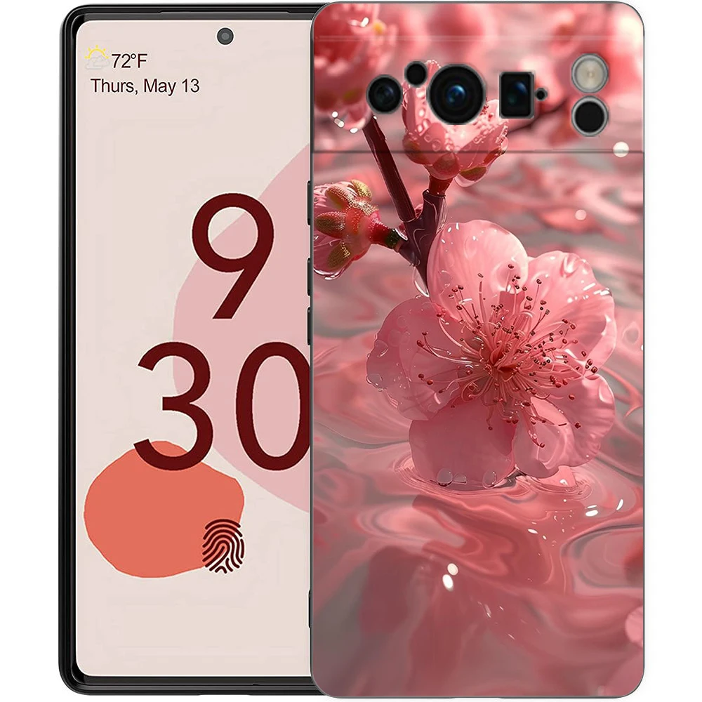 Pink Spring Cherry Blossoms Shockproof Silicone Phone Case Cover