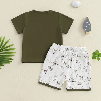 Boys Summer Outfit Sets with Short Sleeve O Neck Tops and Cute Duck Print Drawstring Shorts - Casual and Comfortable Summer 4