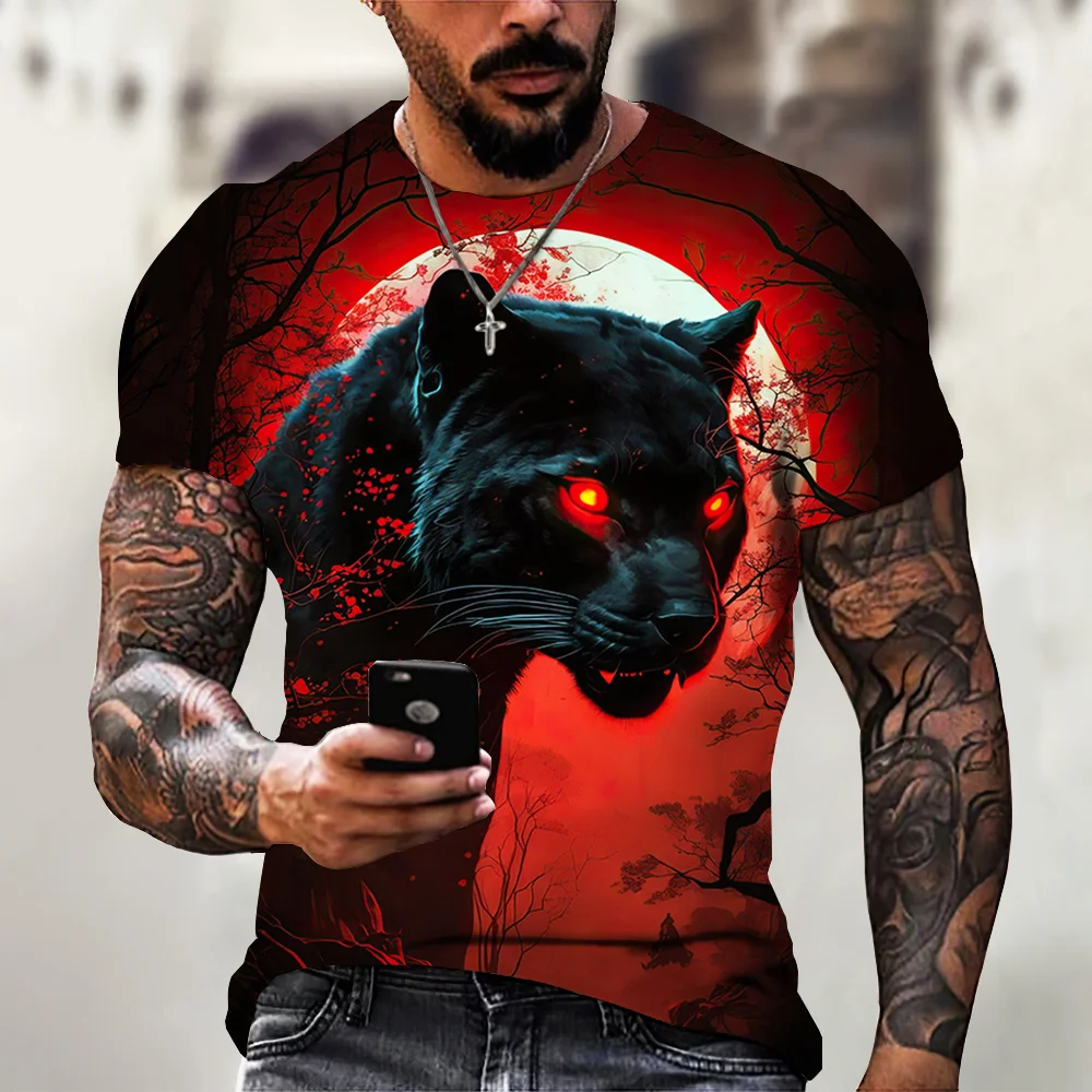 

Уличная модная футболка с 3D принтом тигра и животного, Мужская свободная футболка с круглым вырезом и коротким рукавом, трендовая Мужская одежда, дышащий Топ