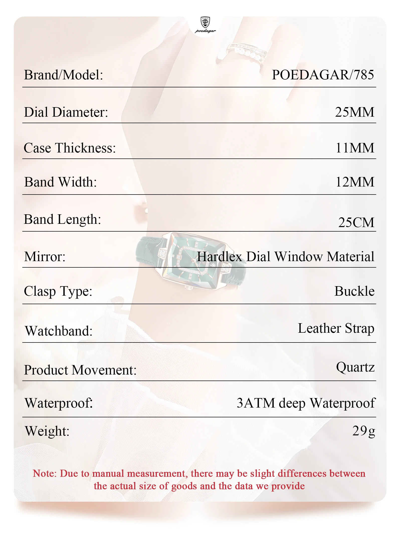 POEDAGAR Original Luxury Women Wristwatch Waterproof Leather Date Woman Watch Elegant High Quality Quartz Women's Watches Reloj