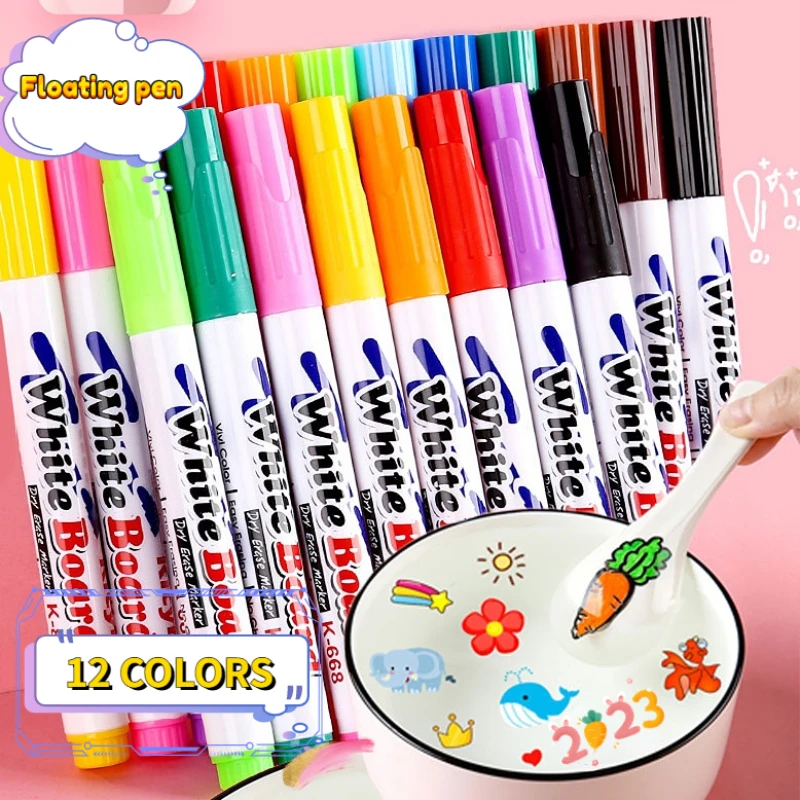 Magical Water Floating Student Painting Brush Whiteboard Markers Pen Suspension Kids Erasable Painting Pen Toys 8/12 Colors washable watercolor pen watercolor pen children painting supplies