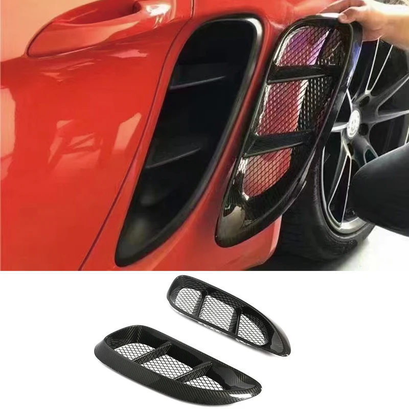 

For Porsche 718 Boxster Cayman Side Air Vent intake Decoration Trims Real Carbon Fiber Exterior Parts 2016-2020
