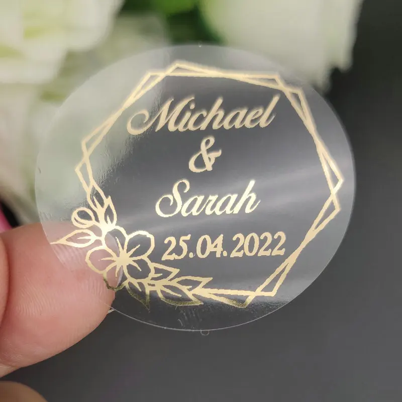 100pcs Customize Personalised Gold Clear Transparent Birthday Wedding  Invitation Envelope Seals Stationery Sticker 3cm - Stationery Sticker -  AliExpress