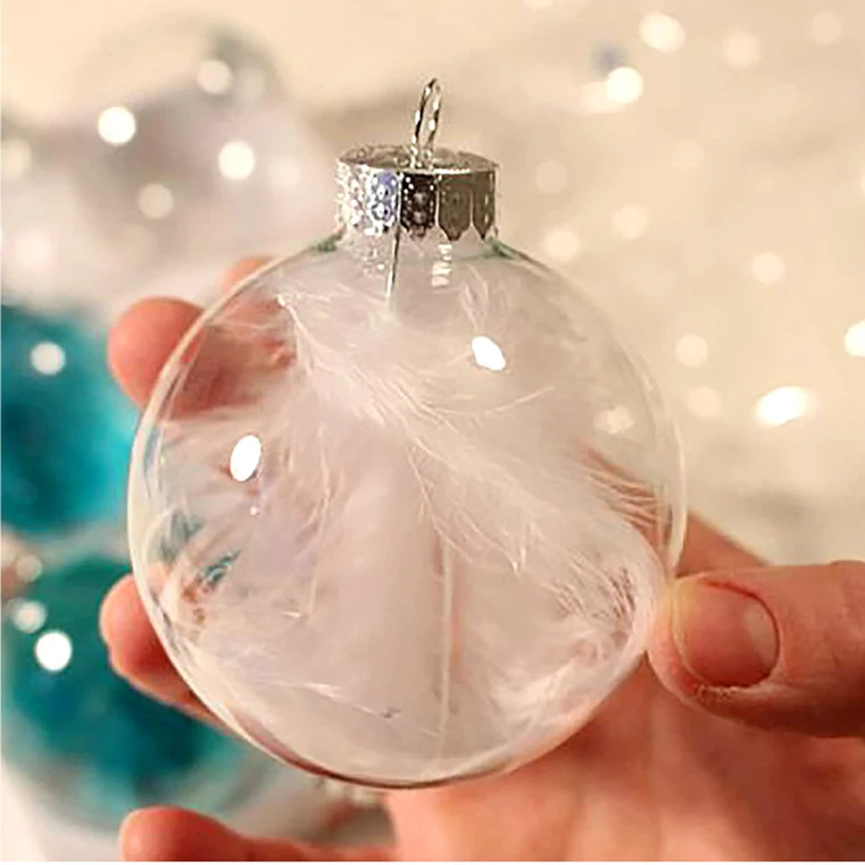 10 Sfere Di Natale Trasparenti In Plastica 70 Mm – Palline Fai-da-te Da Riempire Per Decorazioni E Regali Personalizzati - 3