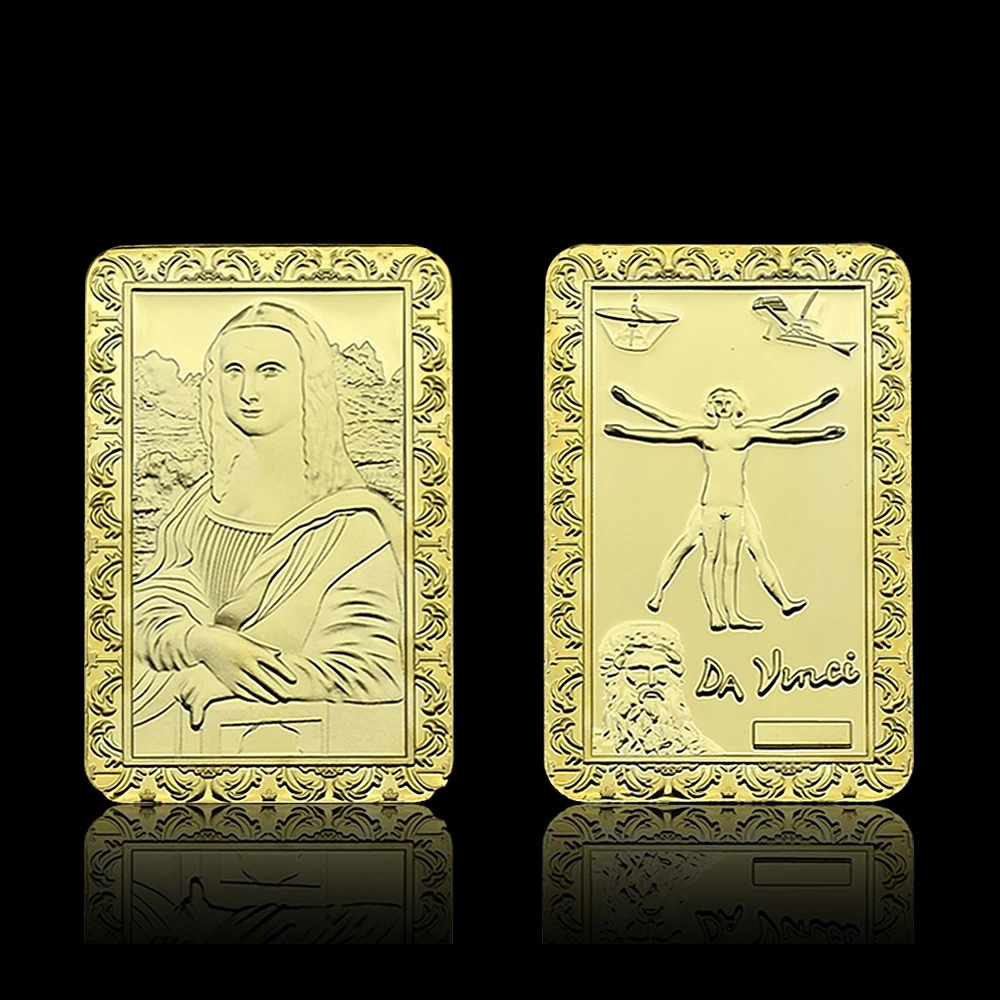 

Da Vinci Mona Lisa Gold Plated Bar Commemorative Coin Collection Souvenir Art Bar Challenge Coin Collection Gift Home Decoration