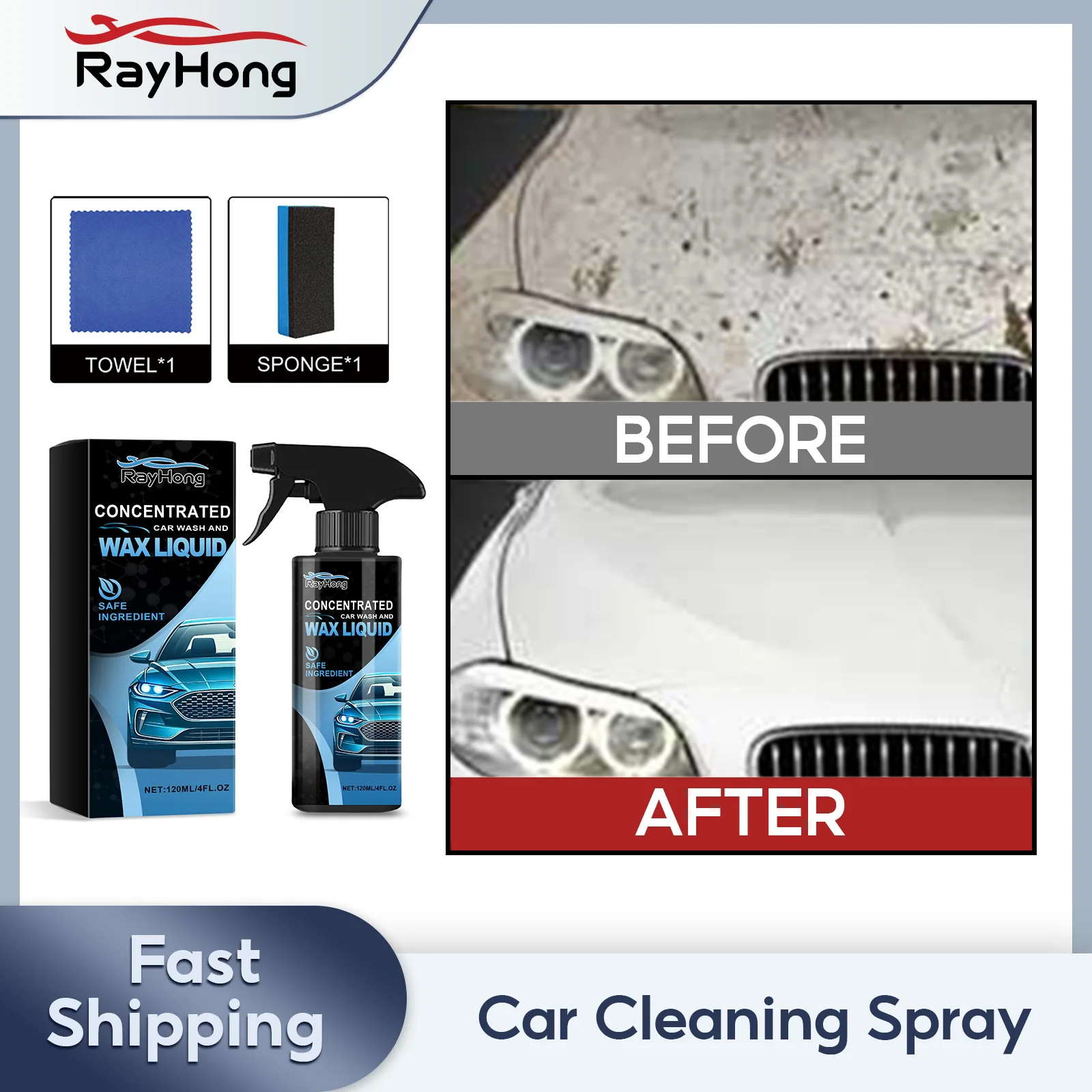 

Car Cleaning Spray Dirt Rust Stain Water Spot Removal Polsih Wheel Rim Iron Powder Cleaning Hydrophobic Coating Car Wax Liquid