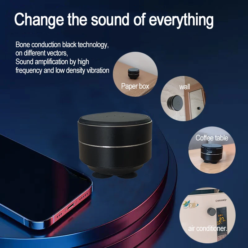 Compact Wireless Bone Conduction Speaker with Suction Cup and Lanyard for Enhanced Sound Resonance