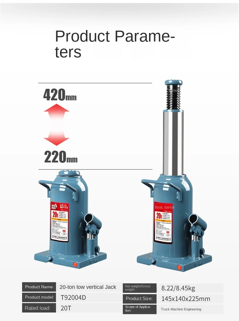 Martinetto Meccanico 20 Tonnellate - Compatto, Altezza Sollevamento 180mm - Foto 2