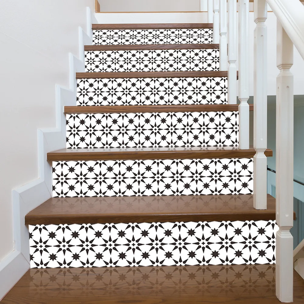 Floor Stickers Sticker Decoration 6 Pcs/13 Pcs Stair Stickers Riser Staircase Sticker For Stairway Covering PVC Home Staircase Renovation Decor Treads