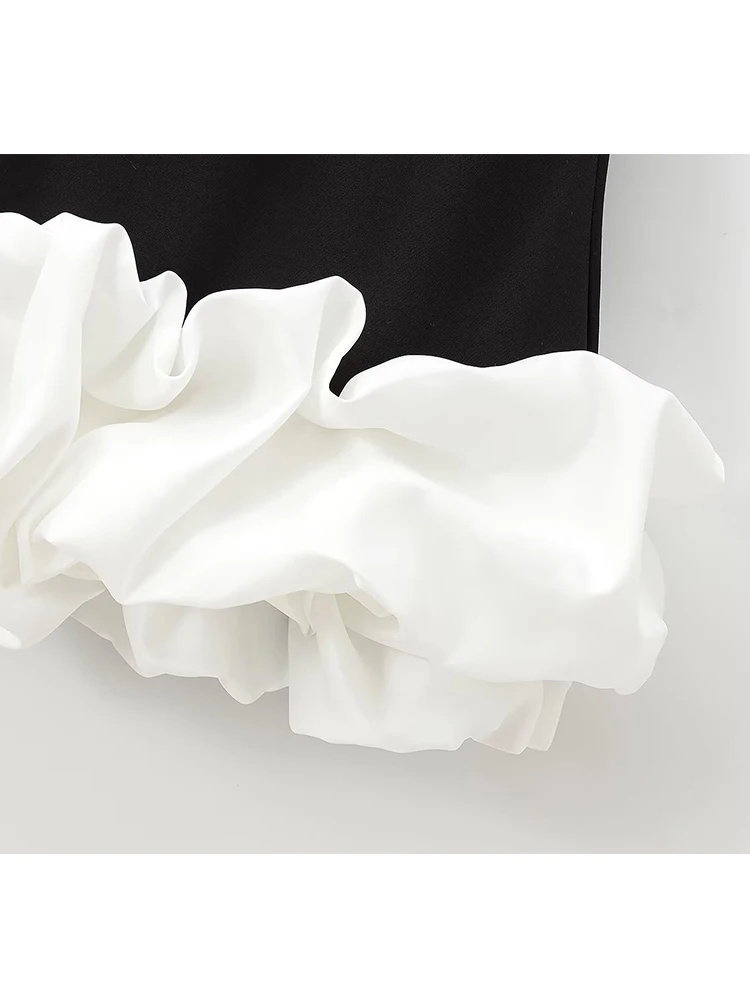 TFMLN Elegant Women Mini Dress Slim O-neck Sleeveless Backless Dresses Female 2025 Ruffle Pleated Party Club Lady Vestidos