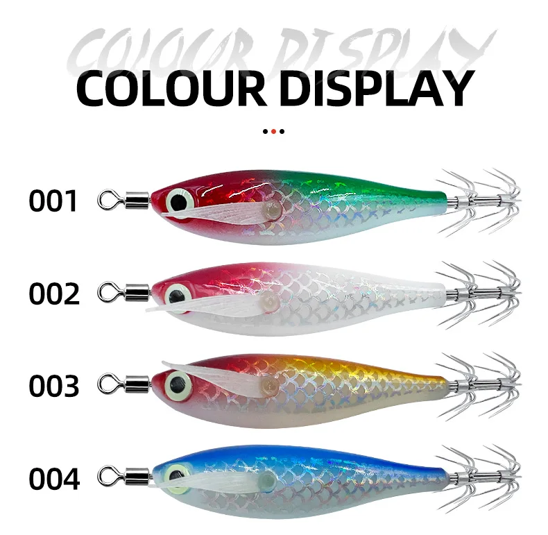 ShareShark 5/9 Stück 8cm/5,6g Leuchtende Tintenfisch-Jigs, Künstliche Holz-Garnelen-Köder, Meeresfischen Oktopus-Tintenfisch-Köder – Detail 8