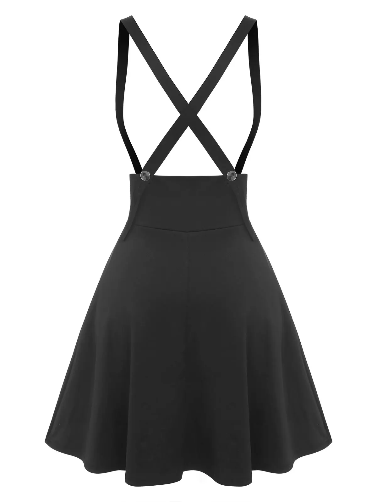 ROSEGAL Plus Size Fashion Buttons Suspender Skirts Women Black