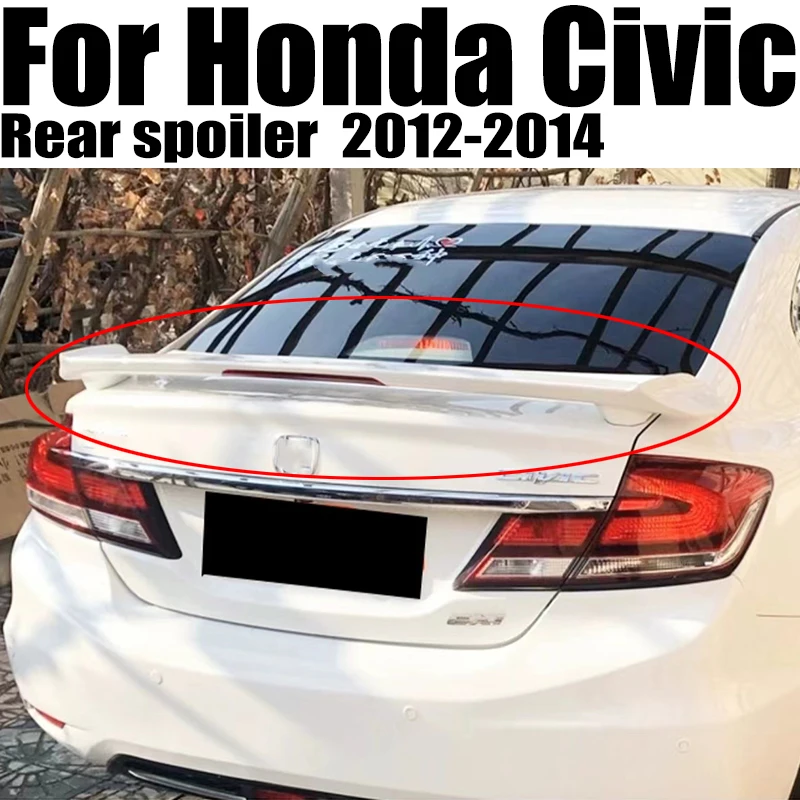 

For Honda Civic 2012 2013 2014 Spoiler ABS Material Primer Color Rear Trunk Lip Spoiler Body Kit Accessories