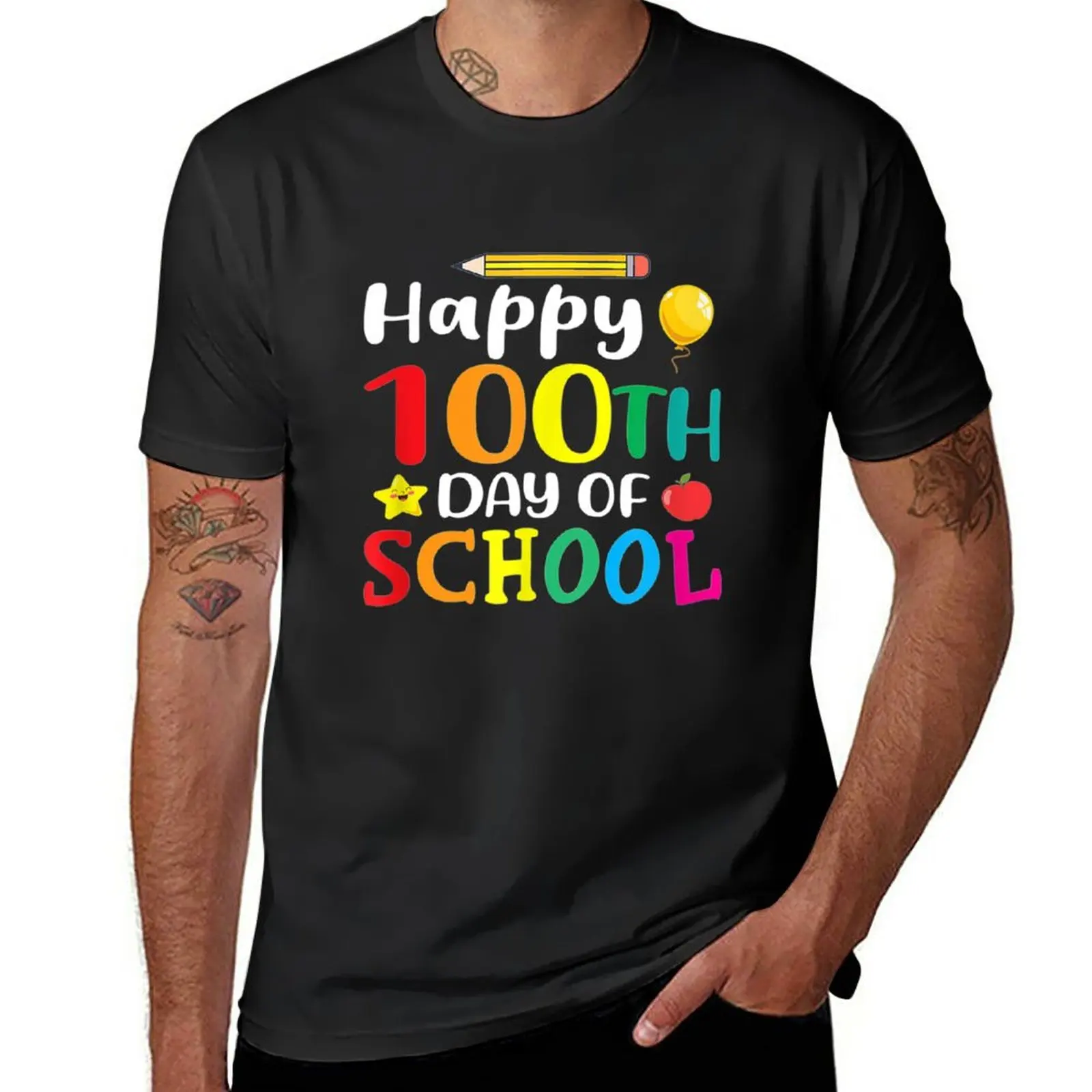 

New Happy 100th Day Of School T-ShirtHappy 100th Day of School Shirt for Teacher or kids T-Shirt oversized t shirts men t shirt