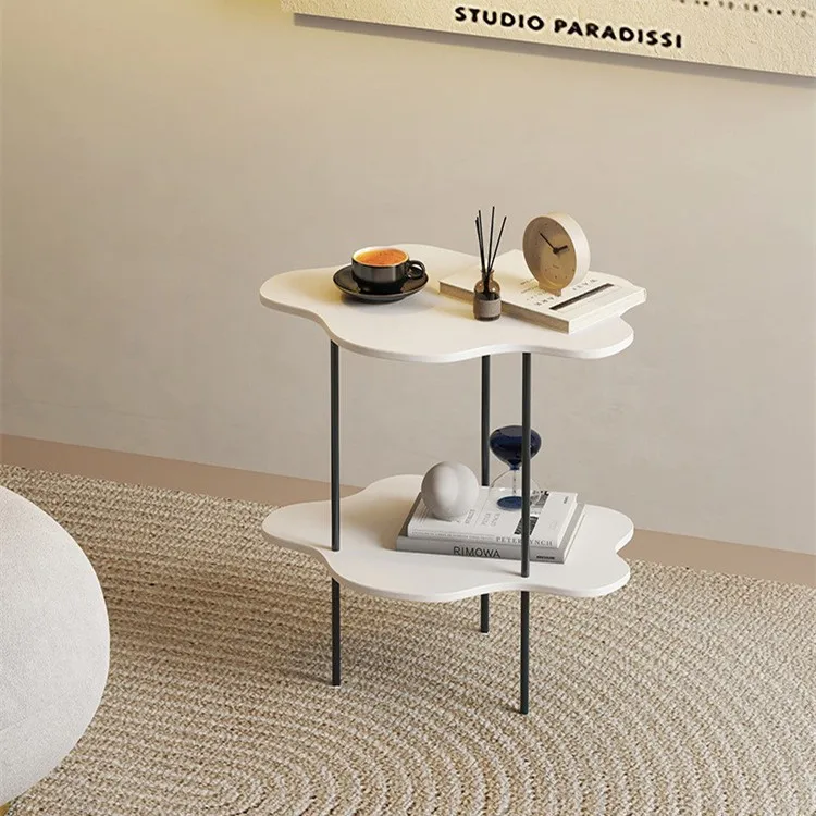 

Nordic Cloudy Shape Bedroom Bedside Tea Table Living Room Sofa Edge 2 Layers Table Household Modern Simple Balcony Storage Rack