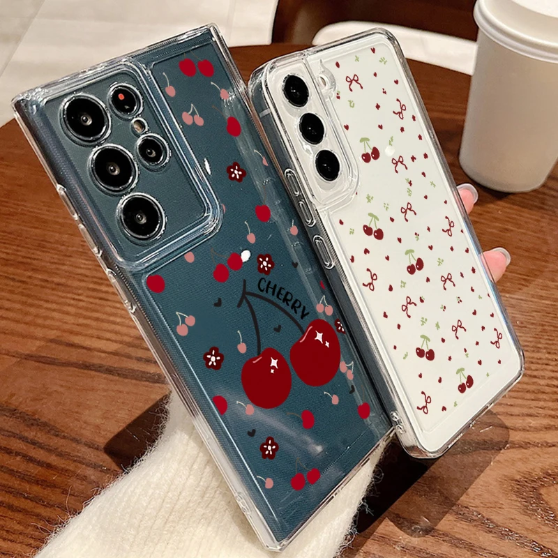 Cherry Pattern Clear Phone Case Cover
