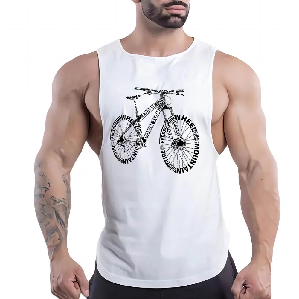 

Four Seasons Outdoor Fitness Casual Adult Men'S O-Collar Vest Creative Bike 2d Print Simple Stylish Comfortable Sleeveless Shirt
