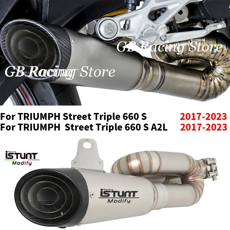 

Slip On For TRIUMPH STREET TRIPLE 660 S A2L 2017 - 2023 Motorcycle Exhaust Escpae Moto Middle Link Pipe Connect 51mm Muffler